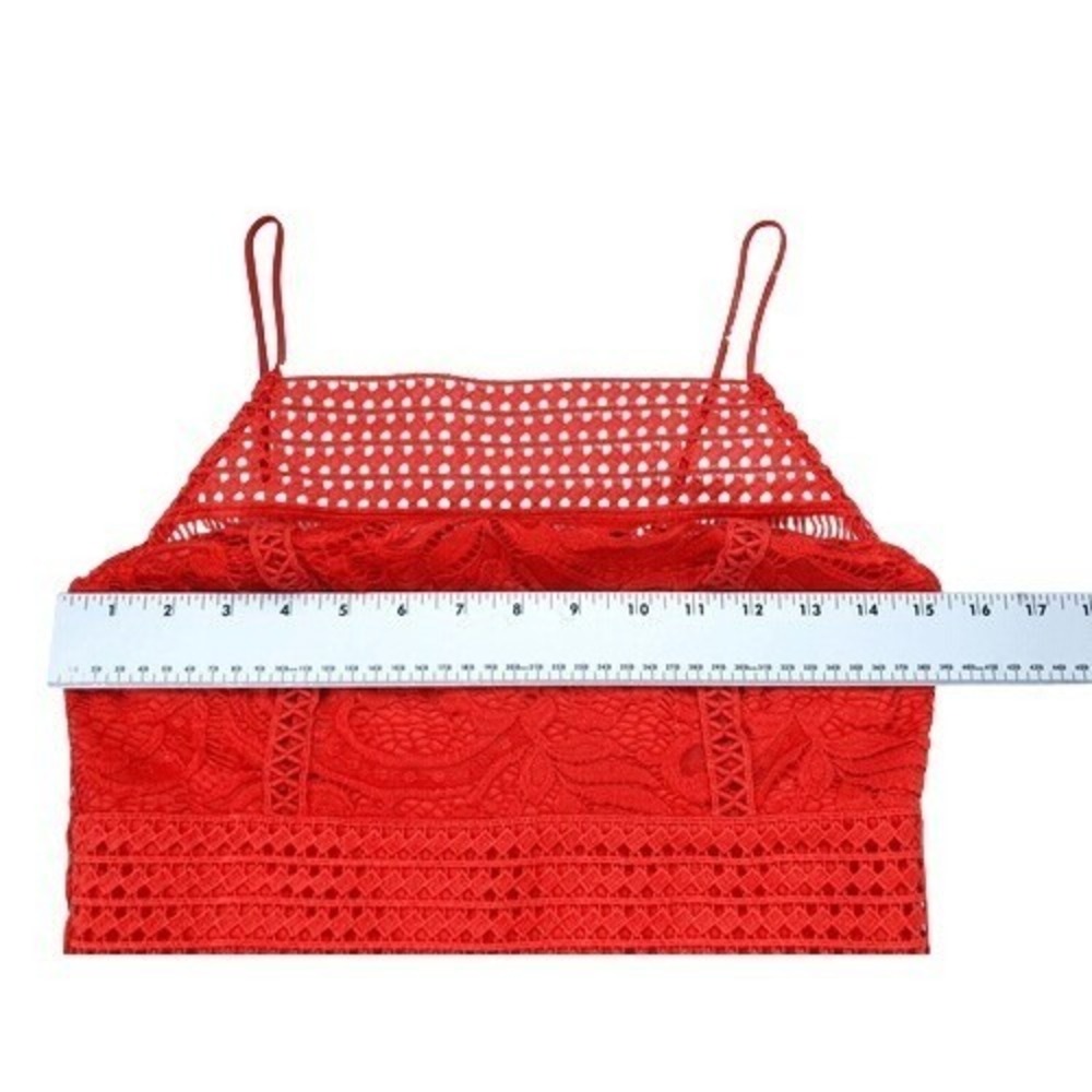 Topshop Tomato Red Lace Spaghetti Strap Bodycon Cocktail Dress Size 6 - Picture 4 of 7